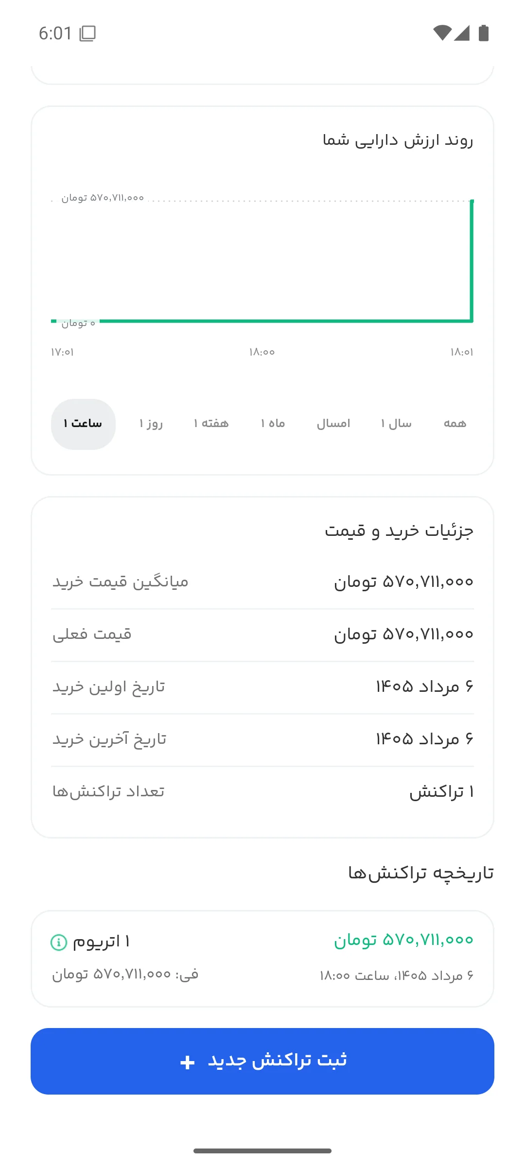 تاریخچه تراکنش‌های دارایی